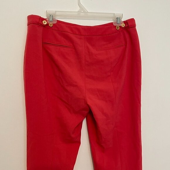 CALVIN KLEIN CK Skinny Highline Pants Coral Pink Red Tapered Leg Cropped Ankle - Picture 12 of 13